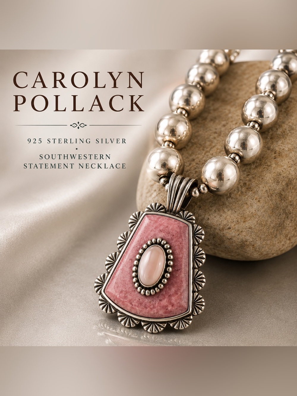 Carolyn Pollack Pink Southwestern Sterling Statement Pendent